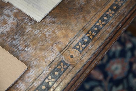 Attributed to A.W.N.Pugin. A Victorian gothic revival marquetry inlaid walnut library table, W.6ft D.3ft H.2ft 5in.